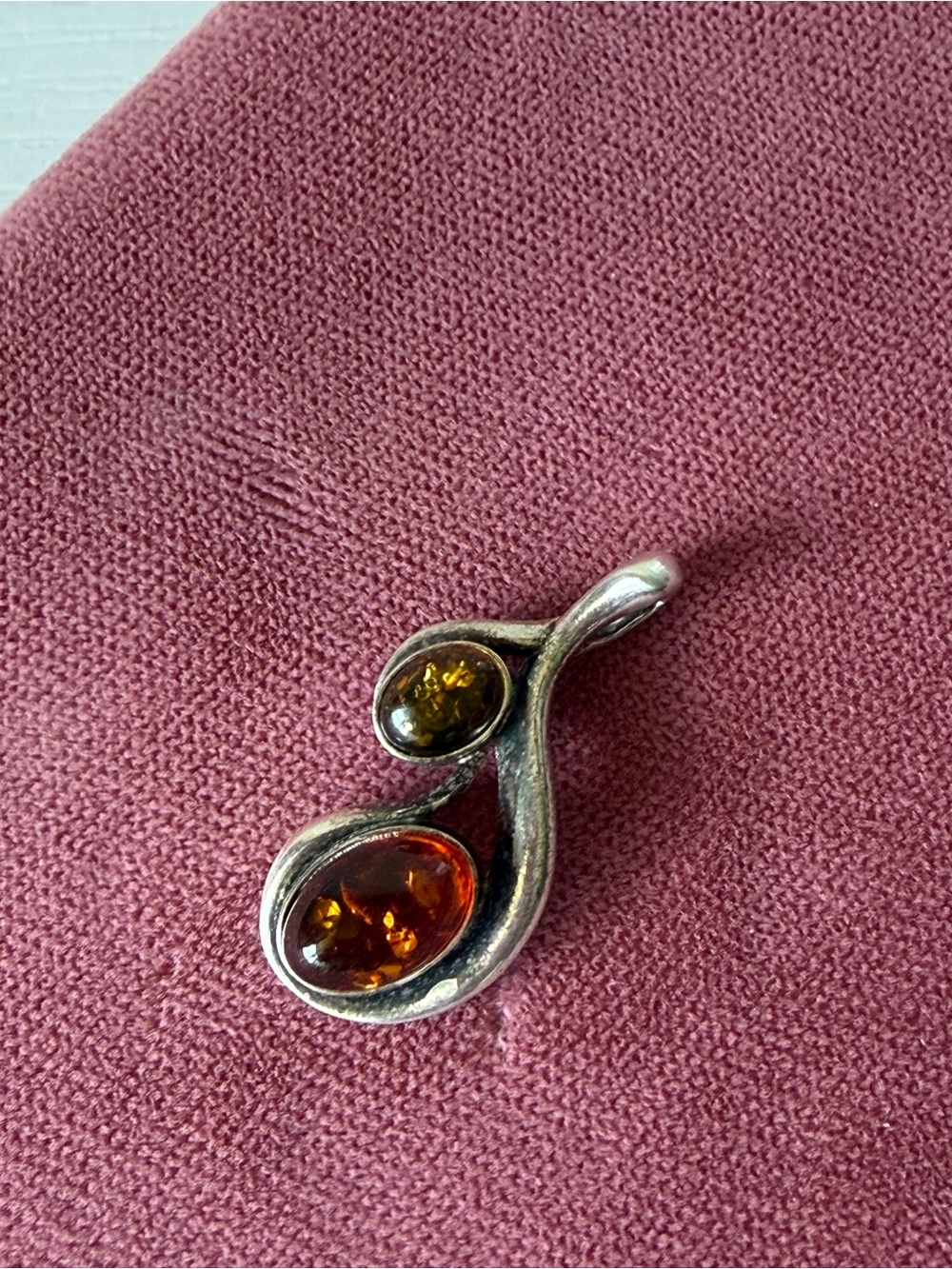 Sterling Silver 925 Baltic Amber Pendant – Cognac & Green Amber